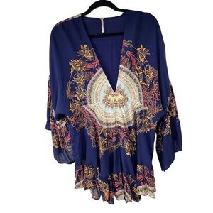 Free‎ People Sunset Dreams Blue Boho Tunic Top